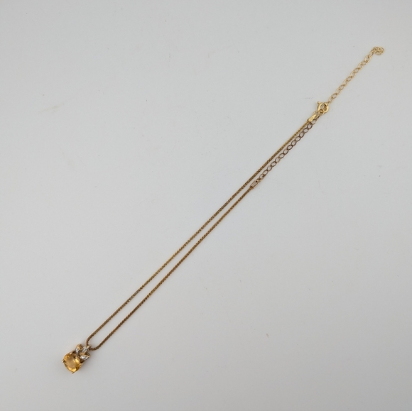 Pineapple Citrine & Moissanite 14kt Gold Plated Sterling Silver Pendant Necklace - Picture 4 of 5